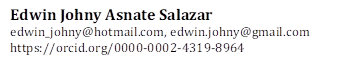 Edwin Johny Asnate Salazar
edwin_johny@hotmail.com, edwin.johny@gmail.com
https://orcid.org/0000-0002-4319-8964
