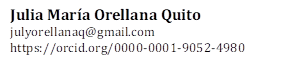 Julia María Orellana Quito
julyorellanaq@gmail.com
https://orcid.org/0000-0001-9052-4980
